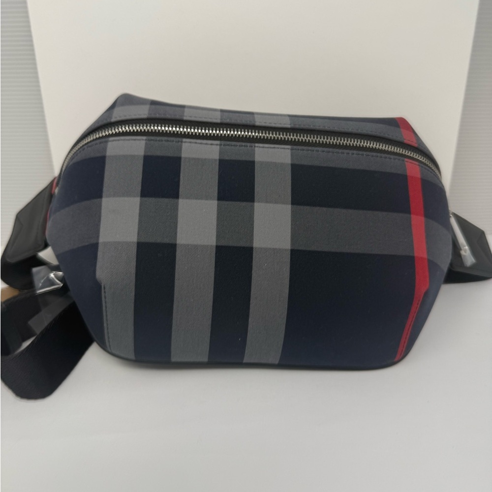 Burberry Black and Red Plaid Belt Bag